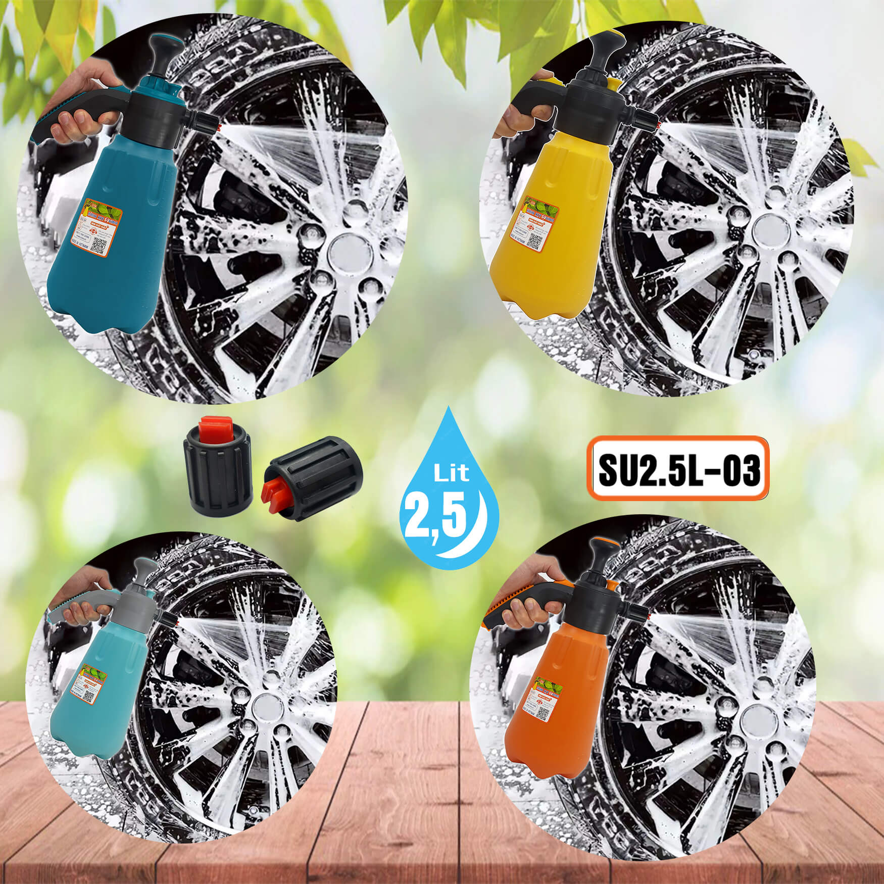 Bình Xịt Bọt Tuyết Rửa Xe Cầm Tay, Thể Tích 2.5 lít SU2.5L-03, Nhiều Màu Tùy Chọn, Bảo Hành 1 Tháng, Thiết Kế Kiểu Dáng Tiện Lợi, Khóa Xịt Tự Động Rảnh Tay, Chất Liệu Nhựa HDPE Siêu Bền,