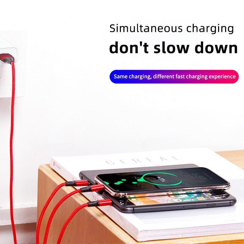 Dây Cáp Sạc Nhanh 3 Trong 1 Micro USB Type C Xiaomi Cho iPhone / Huawei