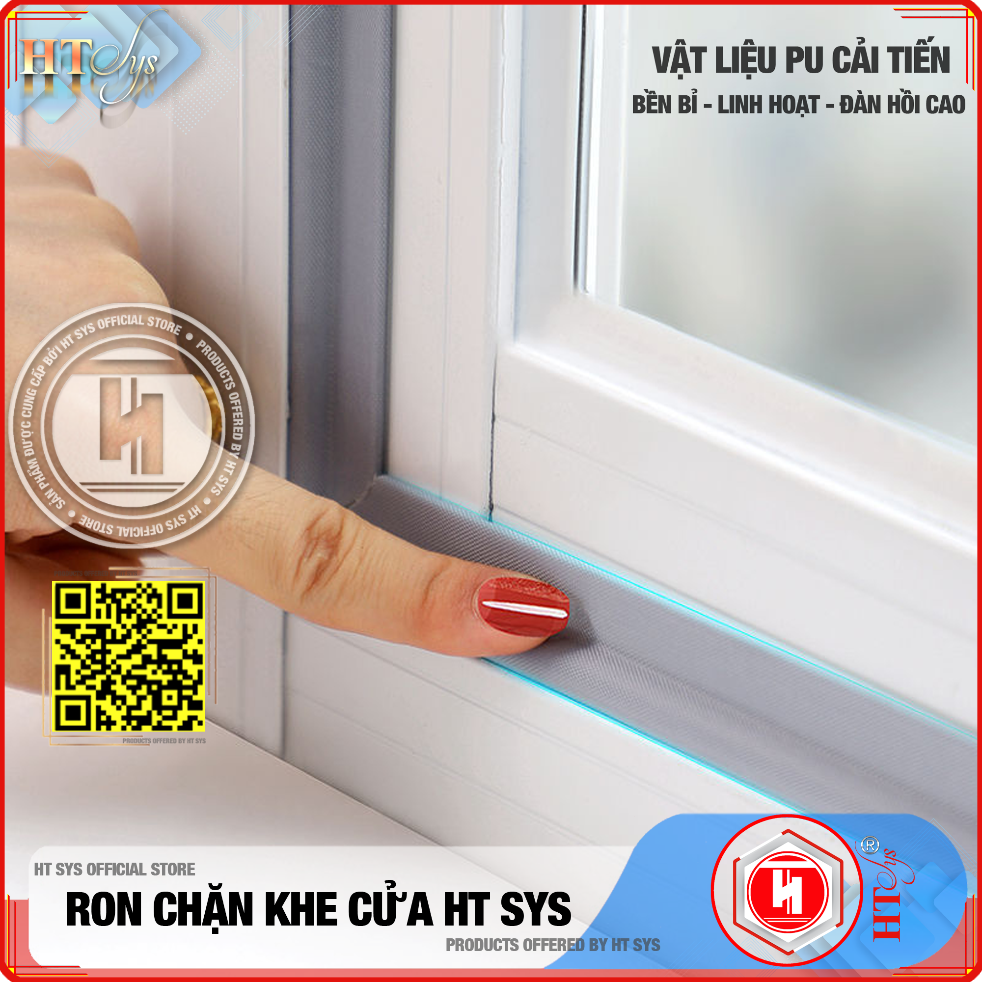 Ron Chặn Khe Cửa HT SYS - Chất Liệu PU Và PE Cải Tiến - Ron Chặn Khe Cửa, Chân Cửa, Khung Cửa - Ngăn Gió Lùa, Cách Âm, Chống Bụi, Ngăn Côn Trùng, Chống Thoát Khí Điều Hòa, Chống Va Đập Cửa - Hàng Chính Hãng