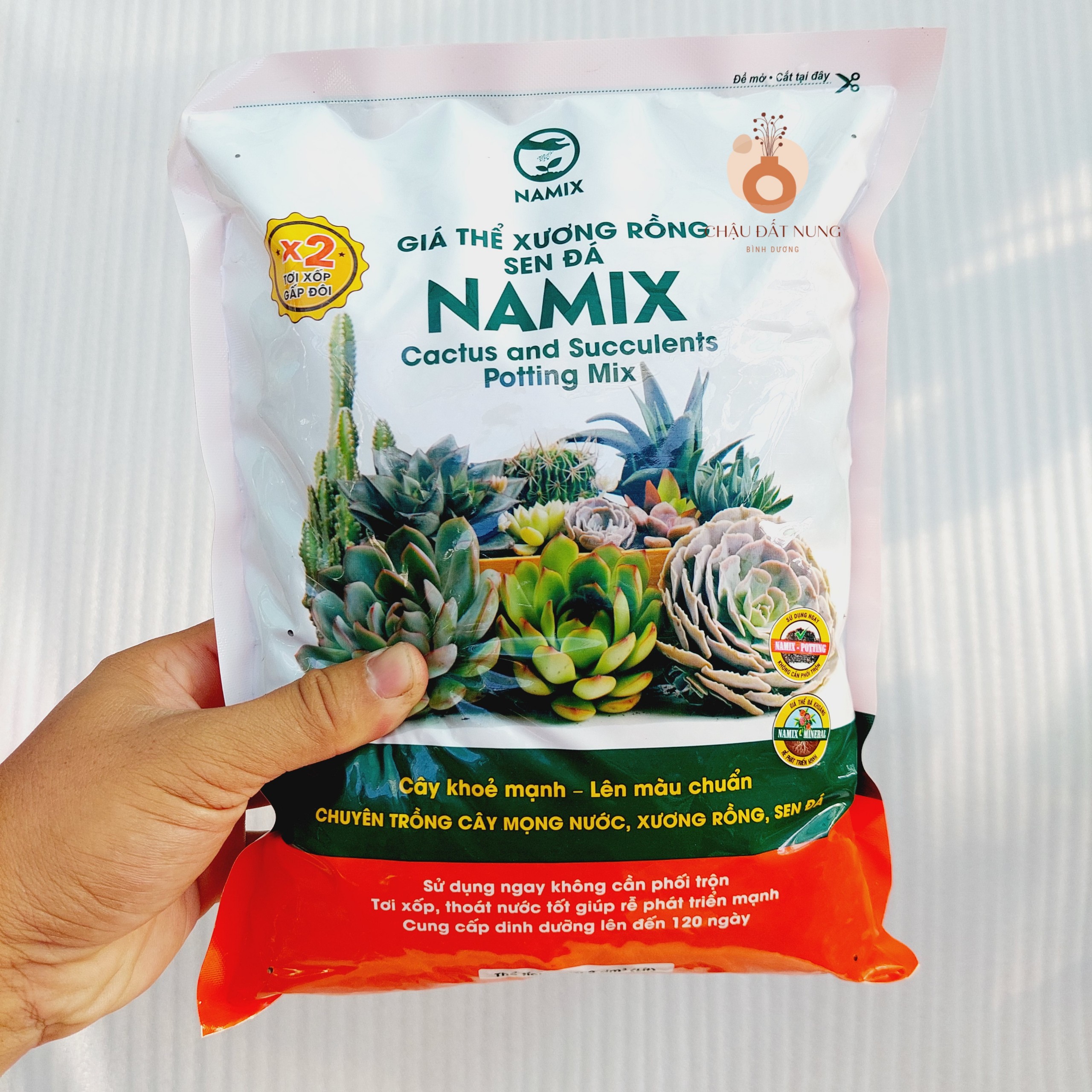 Đất trồng xương rồng sen đá CHUYÊN thuần FULL nắng mưa CAO CẤP Namix - bao 2dm3 - bao 5dm3