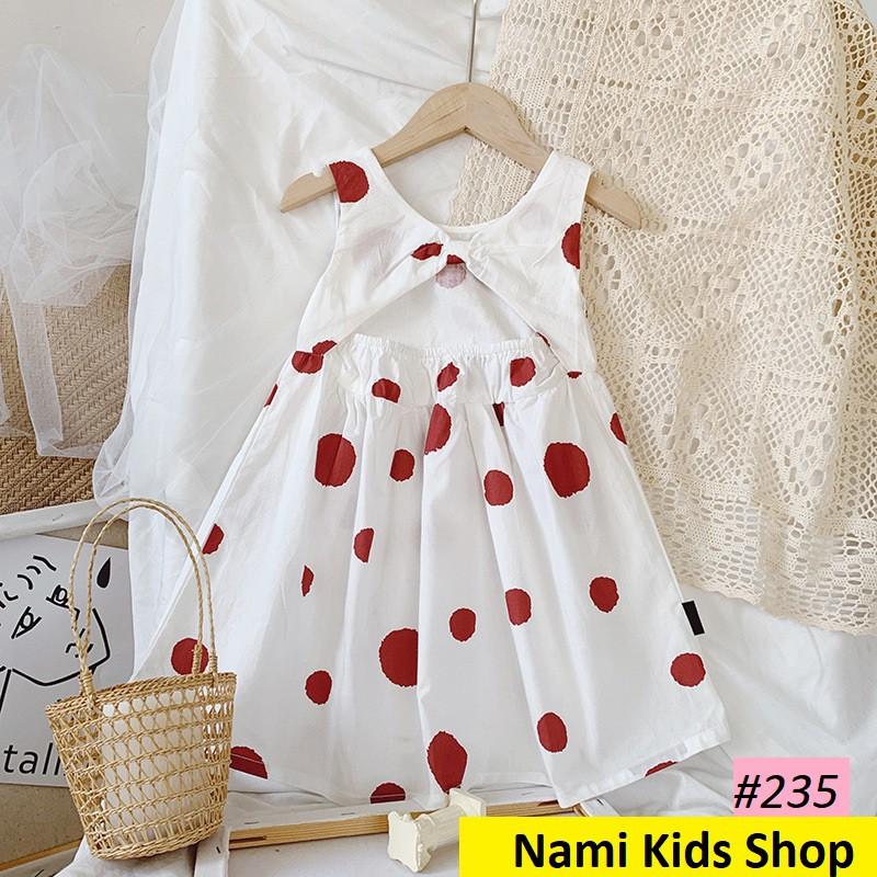 Váy kiểu sát nách họa tiết chấm bi sz 13-20kg hàng Quảng Châu cao cấp cho bé
