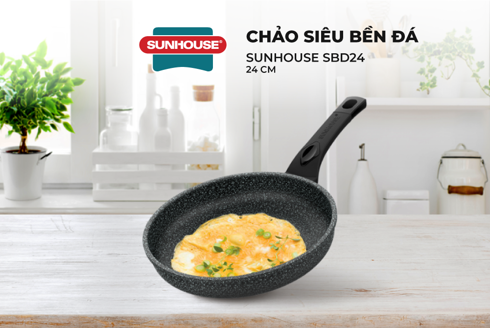 Chảo Đá Chống Dính Siêu Bền Sunhouse SBD24 24cm