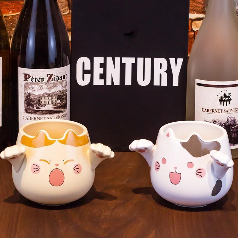 Cốc Sứ Cafe Mèo 3D Có Bàn Tay Cho Bạn Gái Dễ Thương Kèm Thìa, Ly Sứ Cỡ To Tặng Quà Sinh Nhật