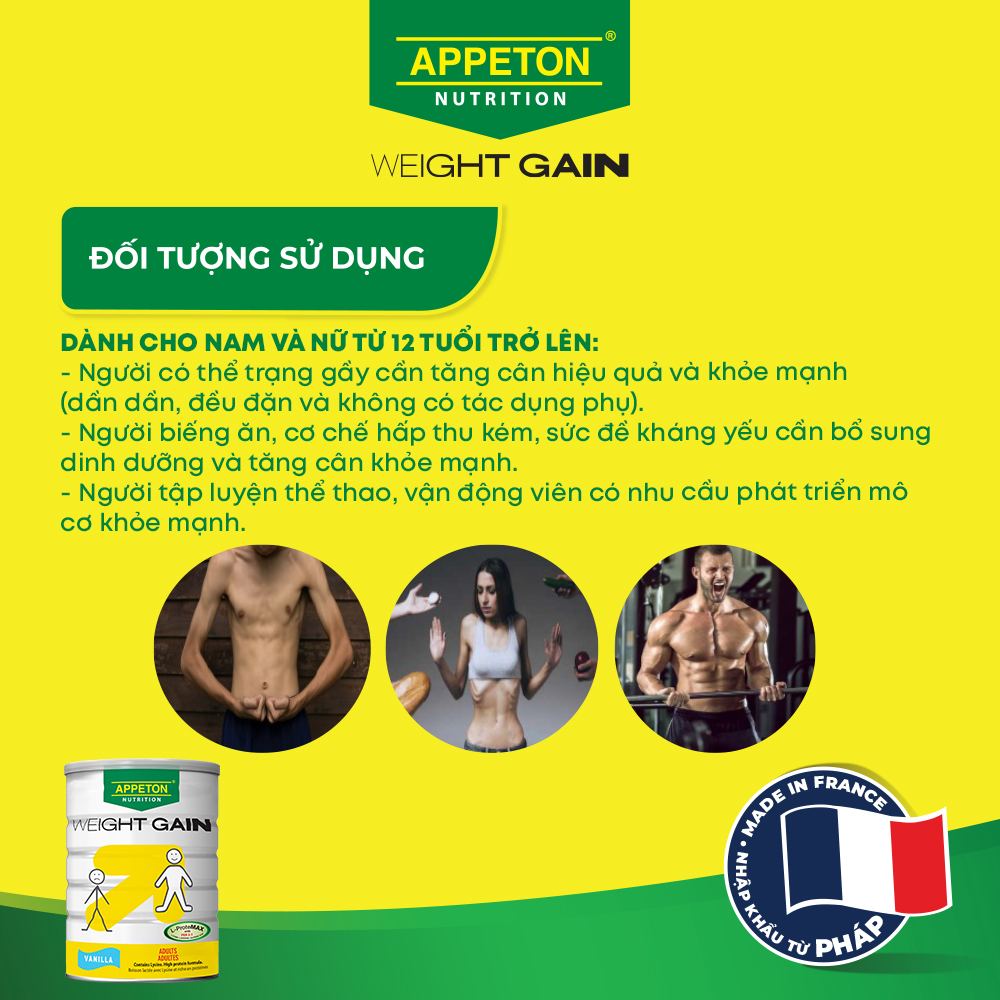 Sữa Appeton Weight Gain cho Người lớn hương Vanilla lon 900g