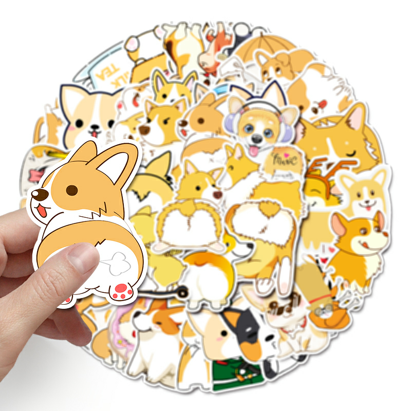 Sticker Corgi decal dán laptop , điện thoại hình dán trang trí