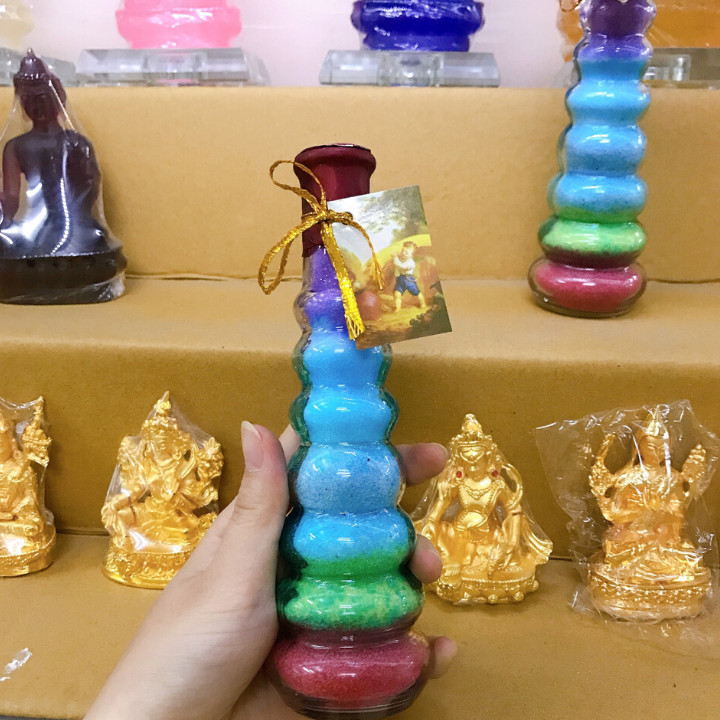 Combo 2 chai muối ngũ sắc phong thủy trang trí ban thờ