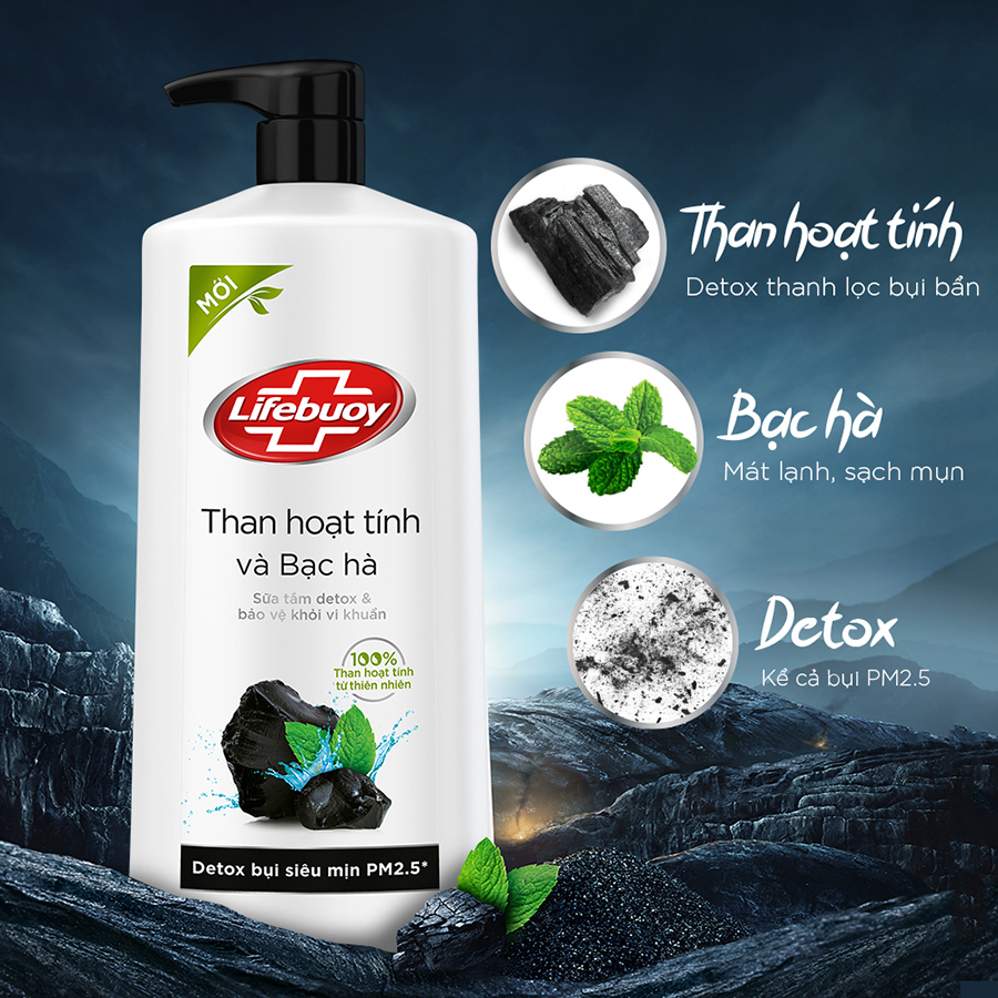 Sữa tắm detox bụi mịn Lifebuoy Than Hoạt Tính và Bạc Hà 850G - Sữa tắm |  MyPhamTrucXinh.com