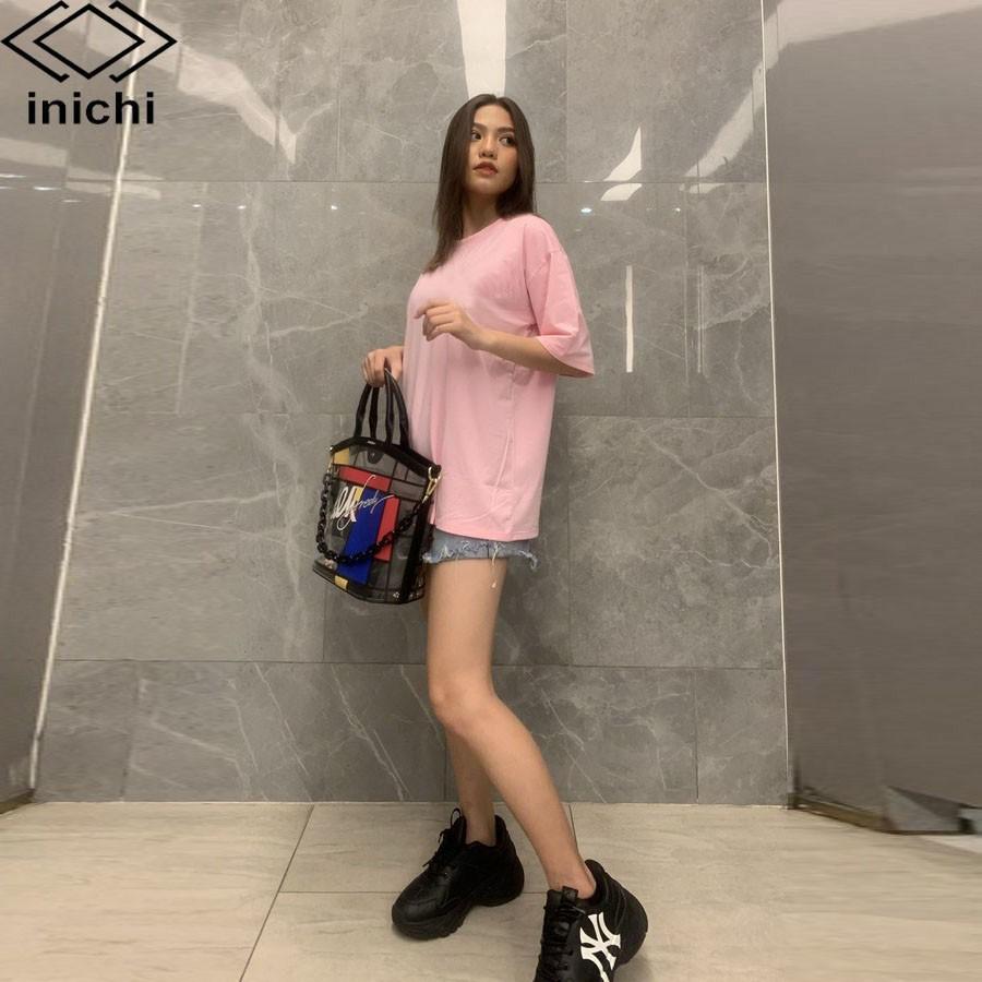 Áo thun trơn tay lỡ Unisex INICHI form rộng cá tính vải cotton co giãn 4 chiều - A618