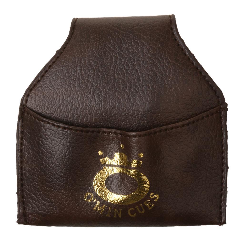 4x Billiard Snooker Pool Cue PU Leather Chalk Holder Pouch Bag Clip Coffee