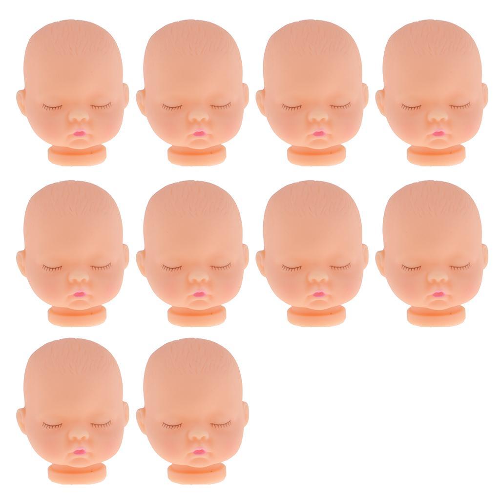 10pcs Lovely Sleeping Baby Head  For Mini Keychain Doll Making Accessory