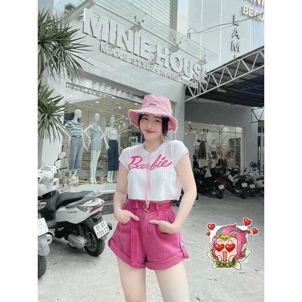 Áo croptop nữ cổ tròn tay hến BABIE chất len QC