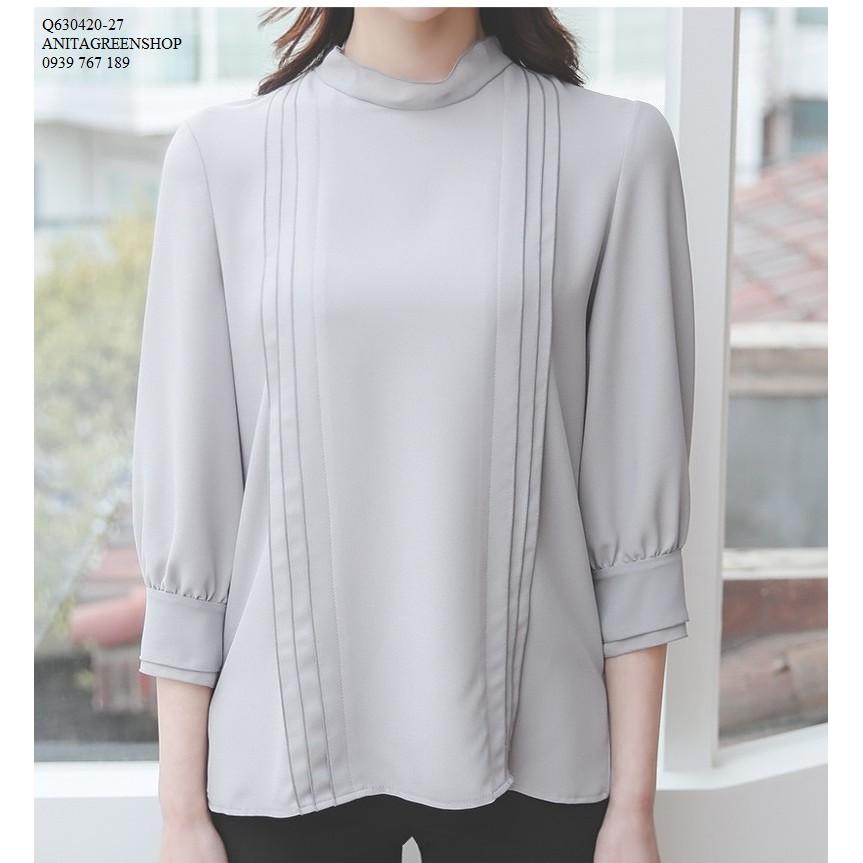 Q630420 ÁO SƠ MI NỮ PHỐI VOAN