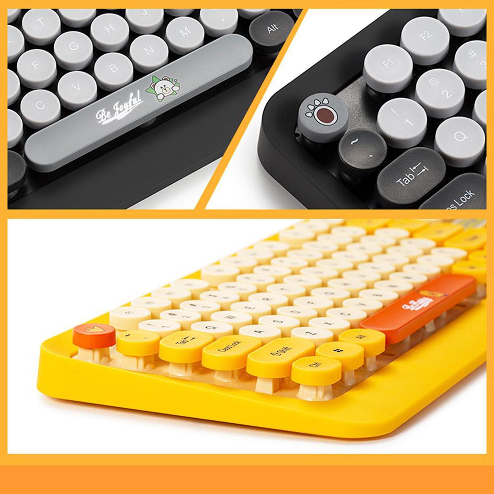 Desktop 2.4G Wireless Keyboard & Mouse Combo Retro Round Key