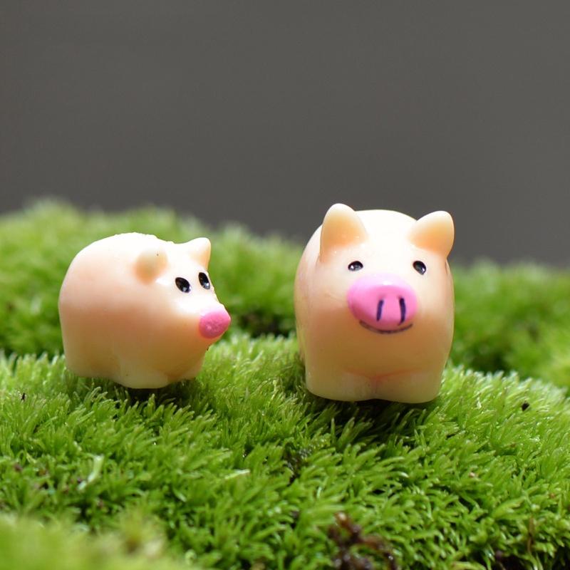 Tiểu cảnh mini ️ Mô hình lợn con mini mũi hồng trang trí sen đá, sân vườn, terrarium