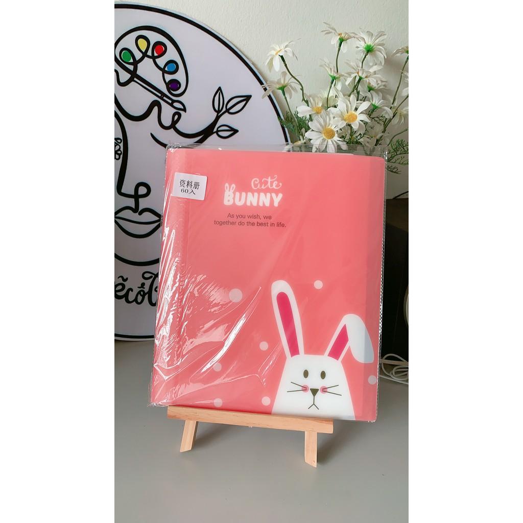 Quyển 60 lá file album đựng giấy tờ, tài liệu học tập, tranh vẽ kích cỡ A4 hình thú Voi, Hươu, Mèo,Thỏ kute