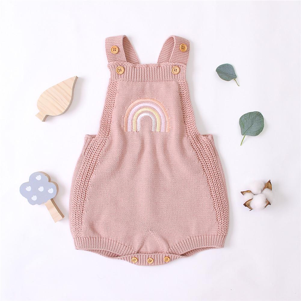 Ma & Bé 3-24M Cho Trẻ Sơ Sinh Bé Gái Bé Trai Rainbow Romper Áo Liền Quần Dệt Kim Jumpsuit Áo Liền Quần Dễ Thương Tập Đi Cho Bé trang Phục