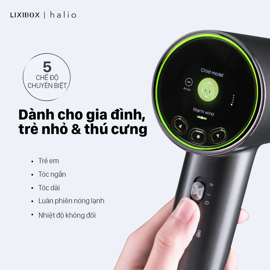 Máy Sấy Tóc Halio Hypersonic Hair Dryer Luân Phiên Nóng Lạnh, Bảo Vệ Da Đầu