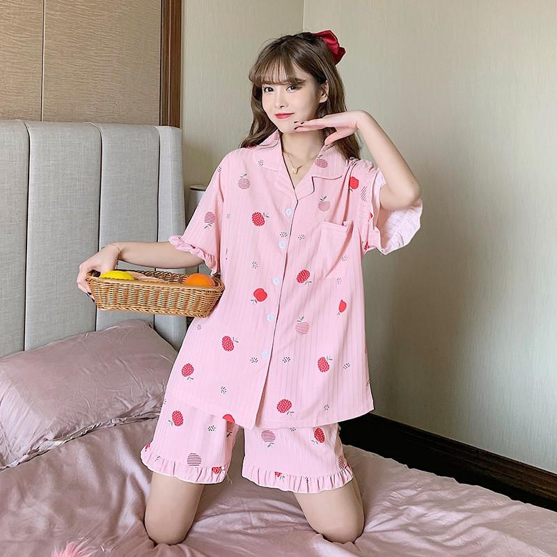 Pijama Mặc Nhà, Bộ Ngủ Nữ Cotton Ngắn Tay Trắng và Hồng Siêu Xinh CCCP02