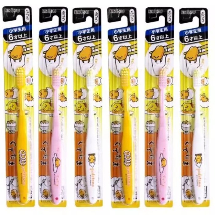 Bàn chải đánh răng cho trẻ em Ebisu Gudetama cho bé từ 6 tuổi - Made in Japan