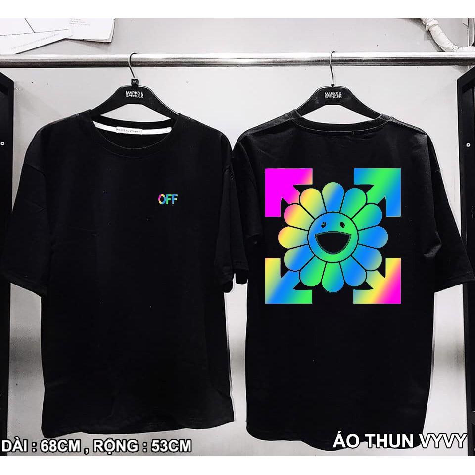 Áo Thun Phản Quang HOA OFF Cotton 75% Form Rộng Unisex Nam Nữ Đẹp KIS OFFICIAL
