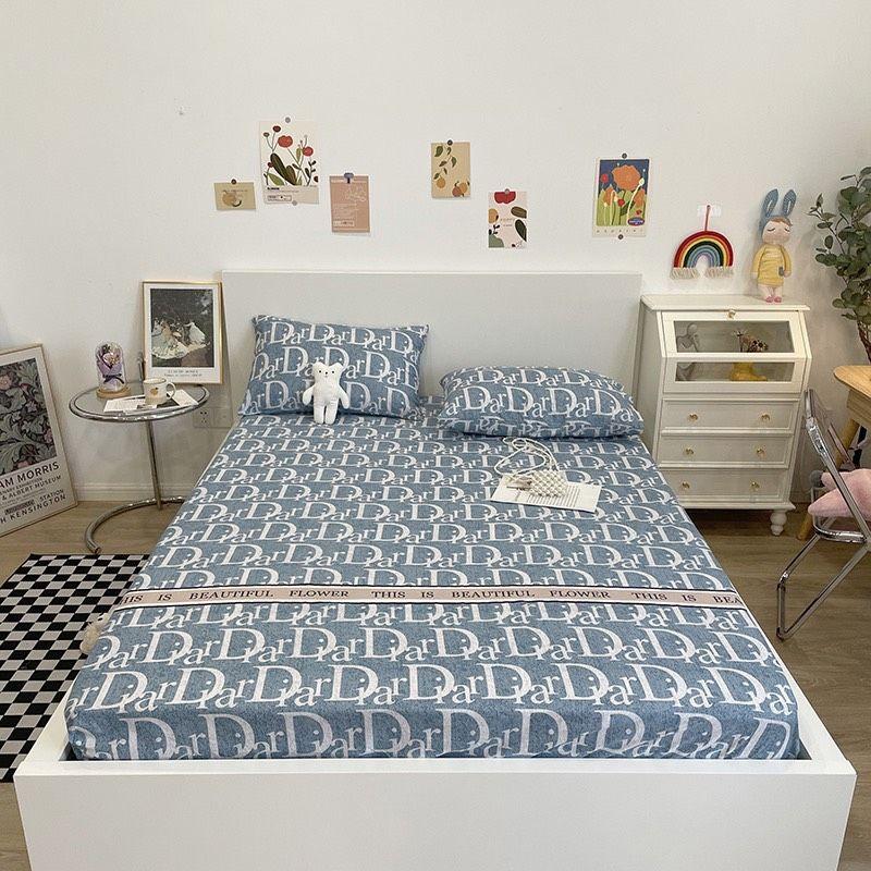 Set Bộ Ga Và 2 Vỏ Gối Cotton Poly Nhập Khẩu, Chất Vải Dày Dặn Không Bai Xù, Phong Cách Hàn Quốc