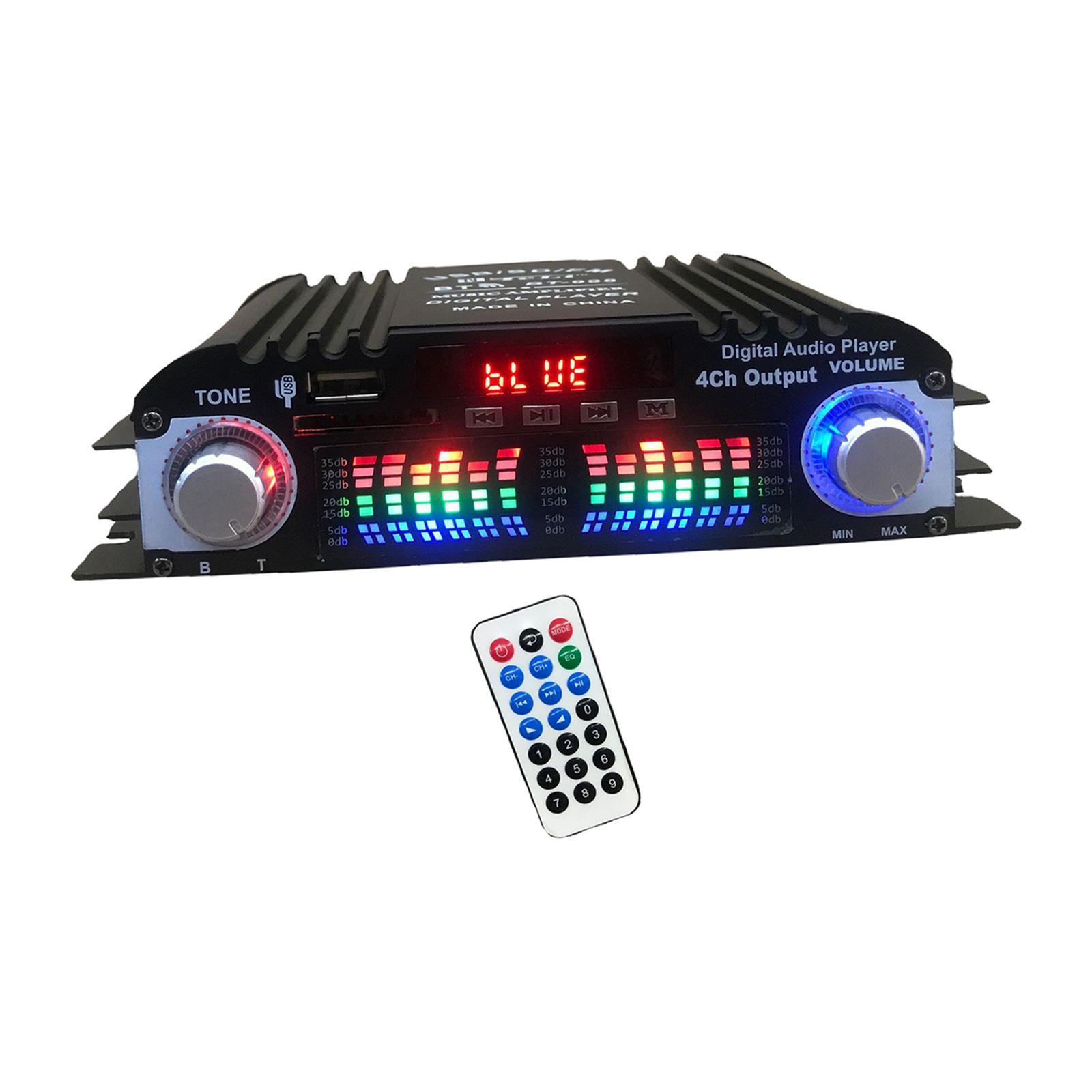 HiFi Stereo Power Amplifier 4 CH USB FM Radio Audio Receiver for Bar Home