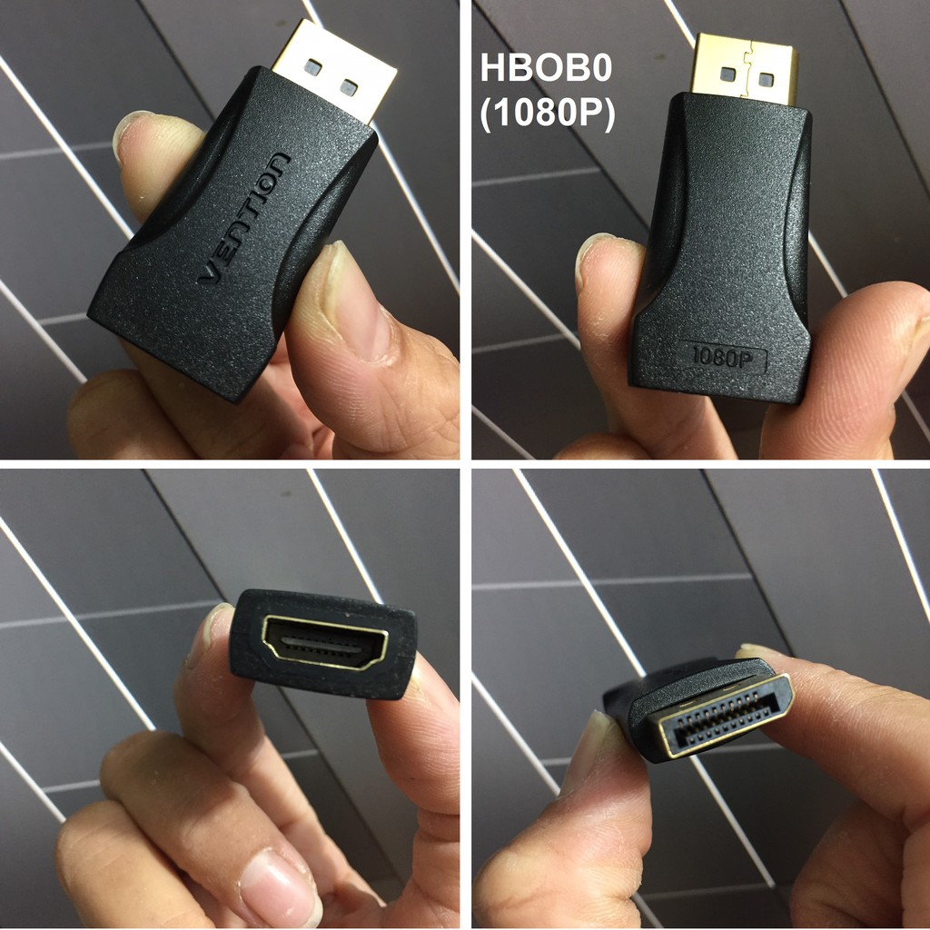 [ DP ra HDMI ] Đầu chuyển DP male ra HDMI female Vention HBPB0 (4K) / HBOB0 (1080P) _ Hàng chính hãng