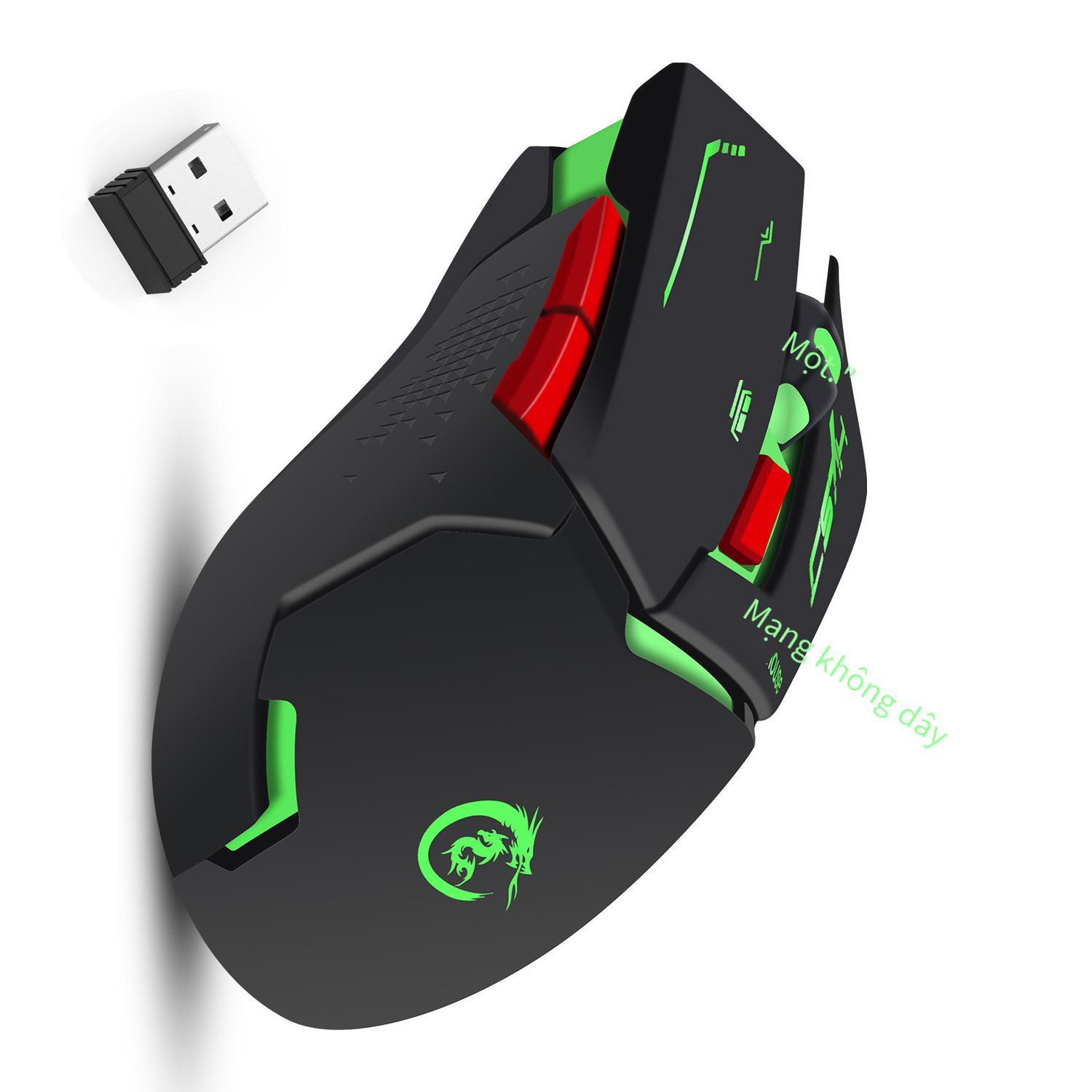 Đảm bảo chất lượng chuột sạc không dây USB chuột chơi game phát sáng đầy màu sắc tích hợp pin 600mAh còn hàng
