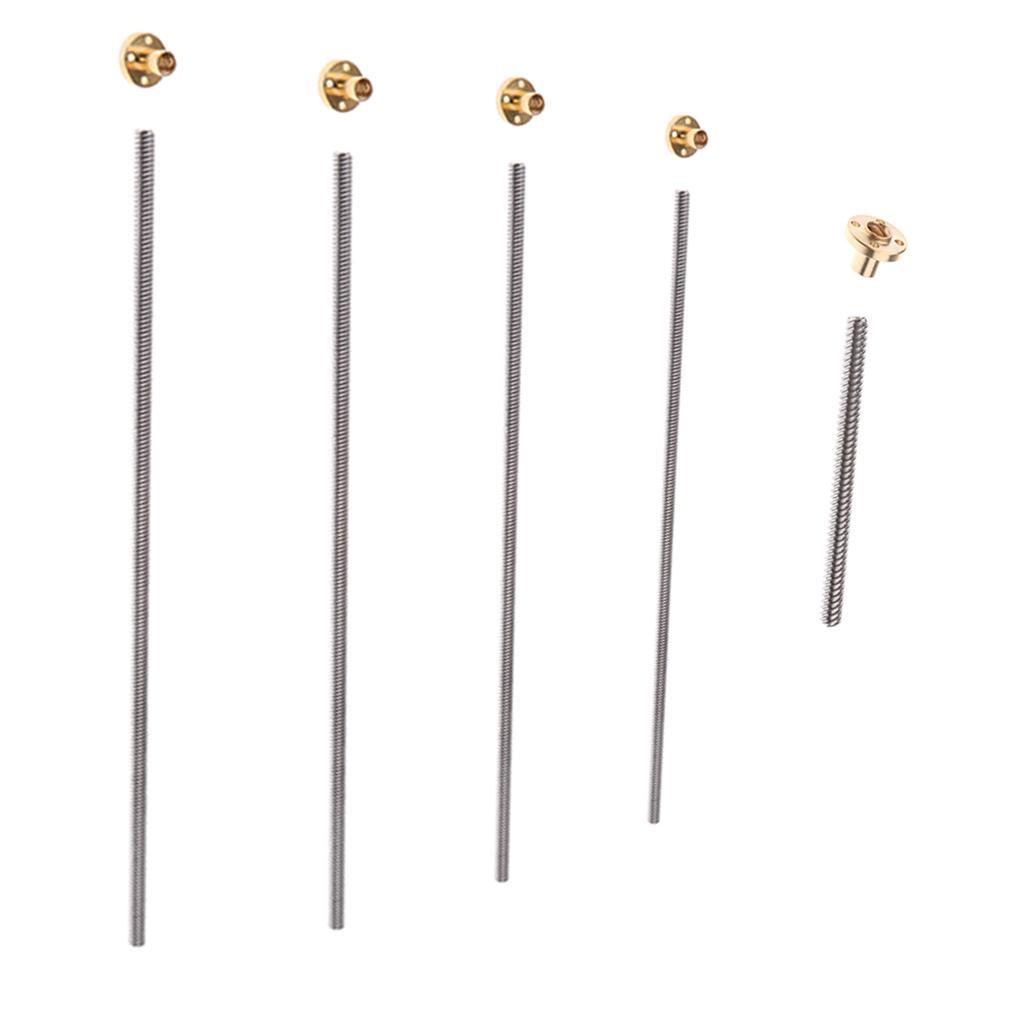 T8 8mm Dia Threaded Screw Rod+Screw Nut For 3D Printer Stepper Motor