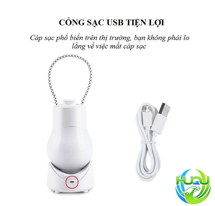 Đèn Dã Ngoại Sách Tay Huqu Thiết Kế Hiện Đại Có Thể Điều Chỉnh Độ Sáng Làm Đèn Ngủ HQ-UT-Hàng Chính Hãng
