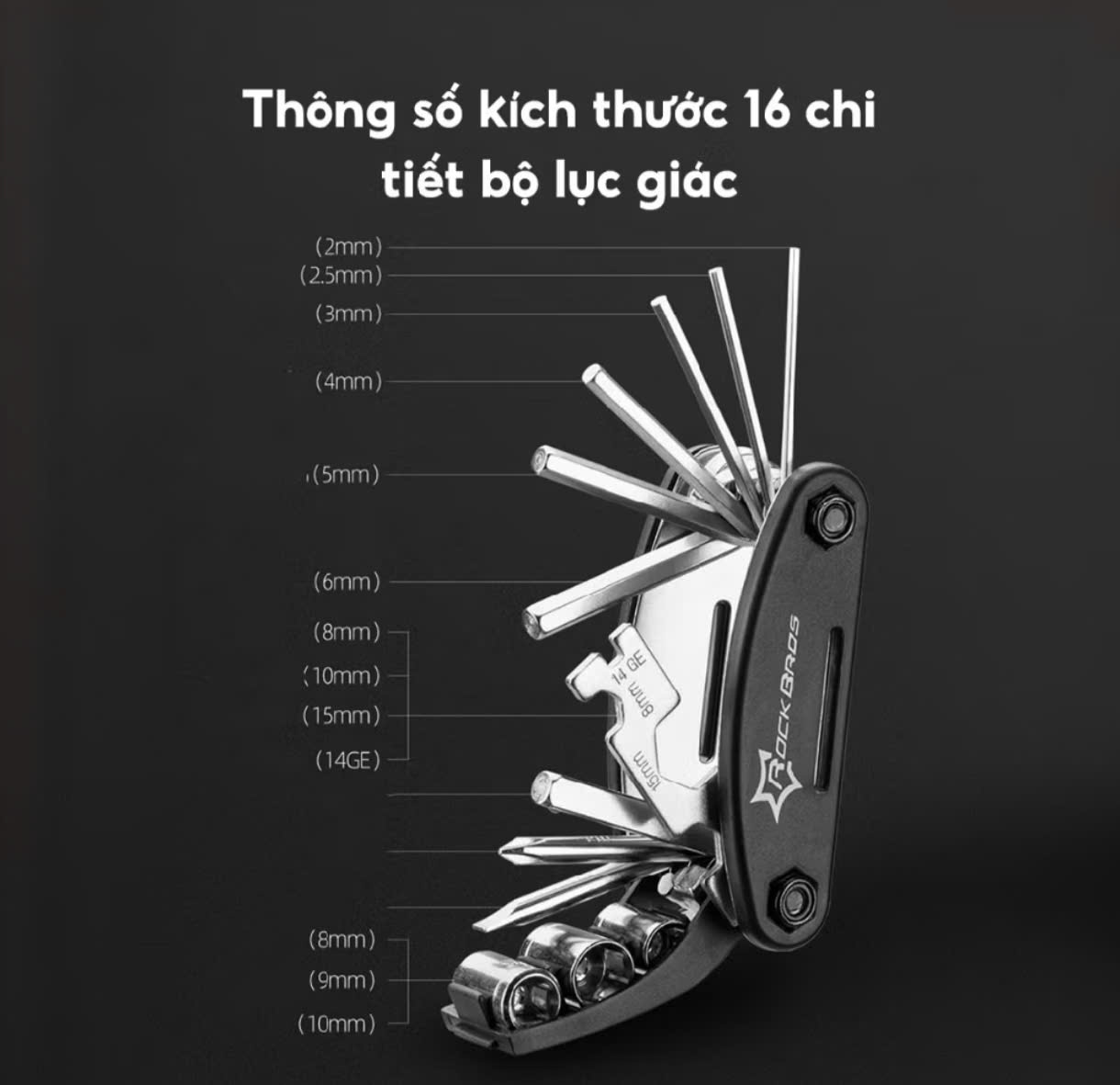 Bộ Lục Giác 16 Chi Tiết Sửa Chữa Xe Đạp Xe Máy Đồ Dùng Đa Năng Có Tua Vít Tiện Lợi Thép Không Gỉ