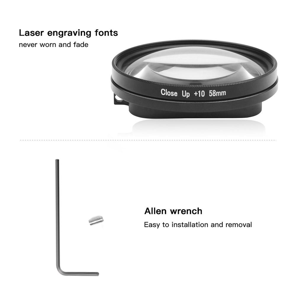 58mm Macro Lens 10x Magnification Close Up Lens for Gopro Hero 7 Black 6 5 Black Waterproof Case for GoPro Accessory