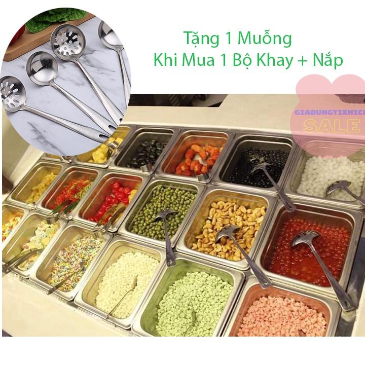 Khay Inox Đựng Thạch Topping Đựng Thực Phẩm Vuông GN 1/6