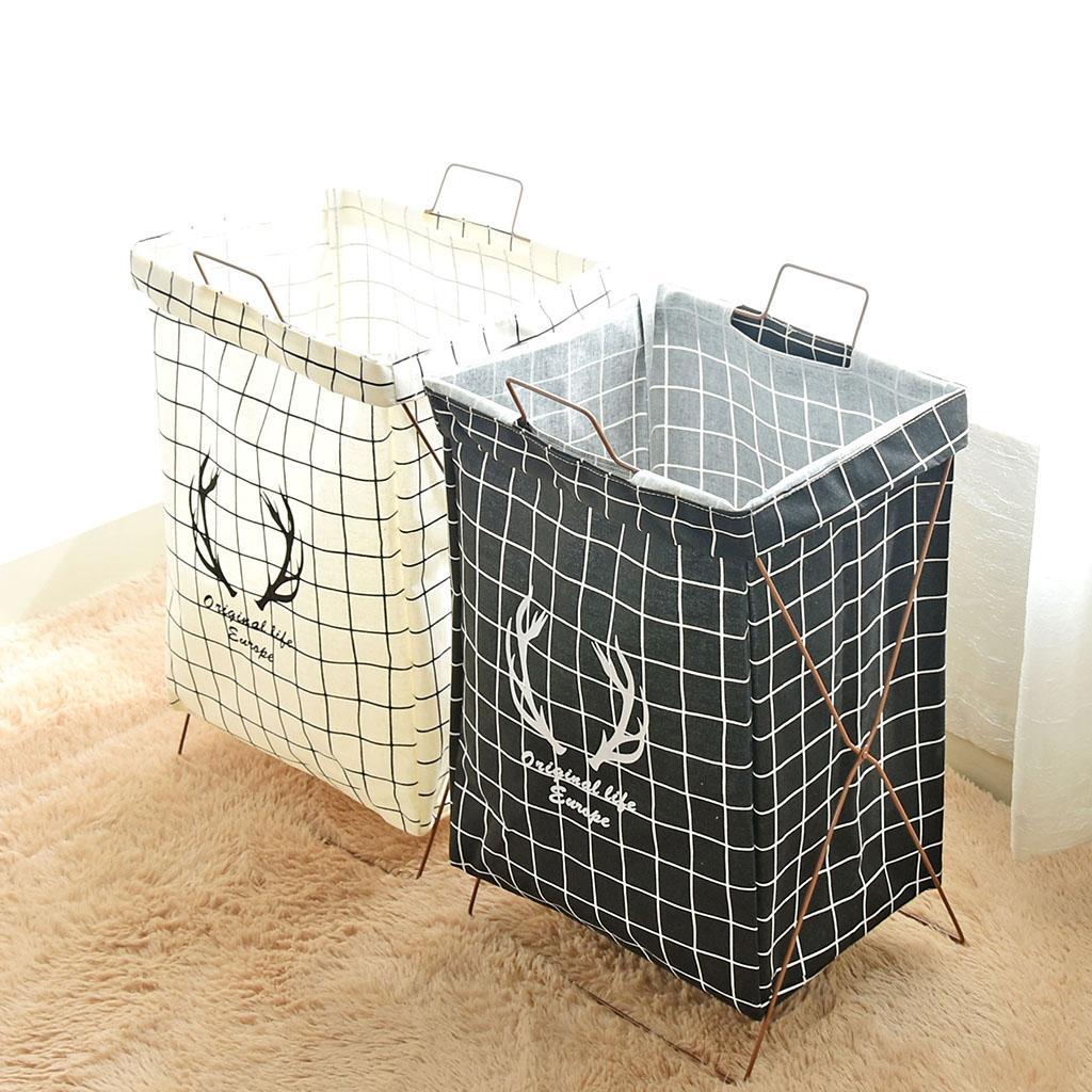 Collapsible Households Storage Basket Laundry Hamper X-frame Basket 56x33cm