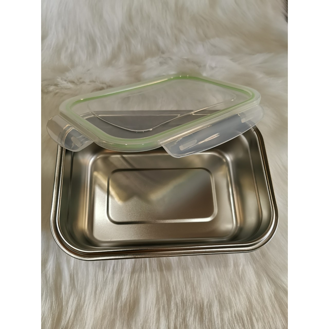 Khay inox dùng để thức ăn tủ mát,tủ đông / Inox cao cấp có nắp Tặng rổ hình táo