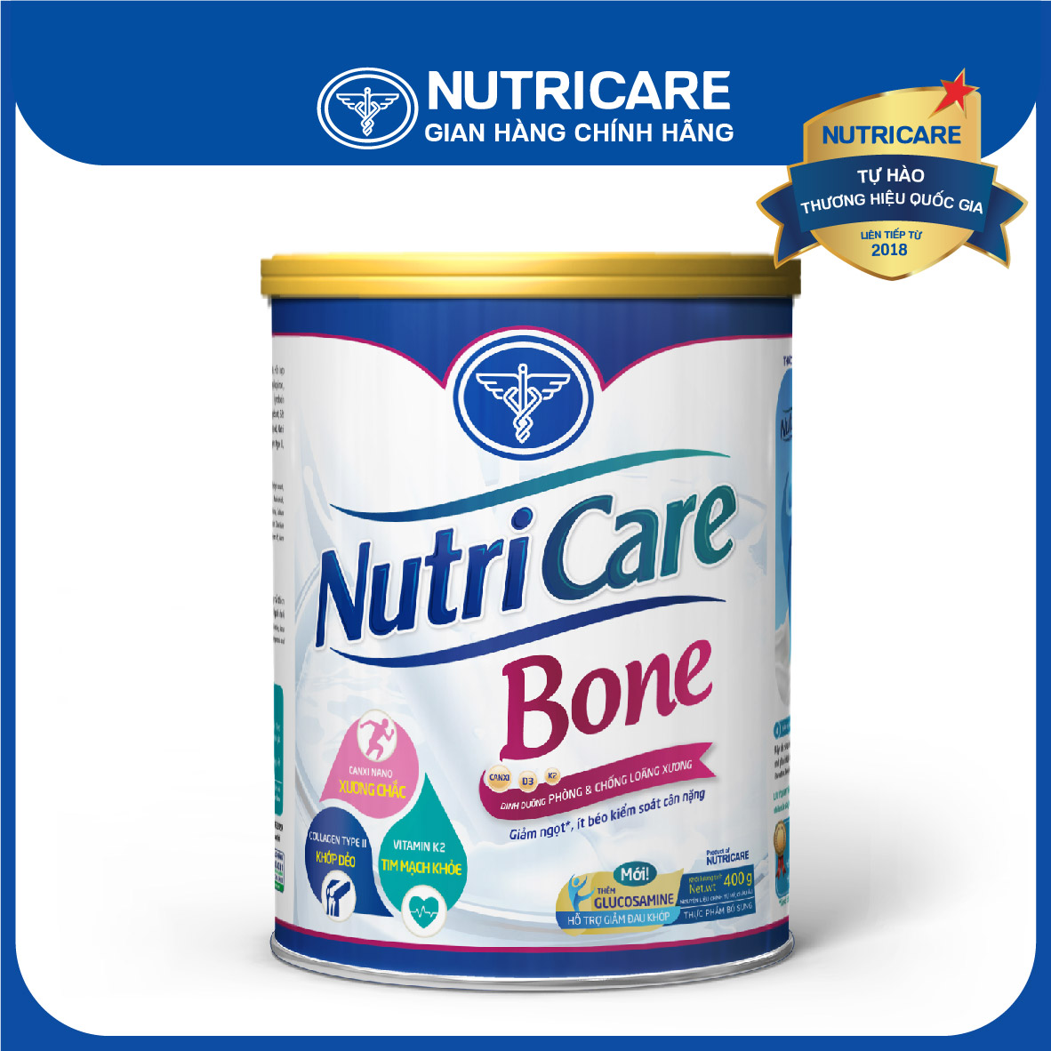 Sữa bột Nutricare Bone phòng chống loãng xương, sụn khớp cho người lớn tuổi 400g