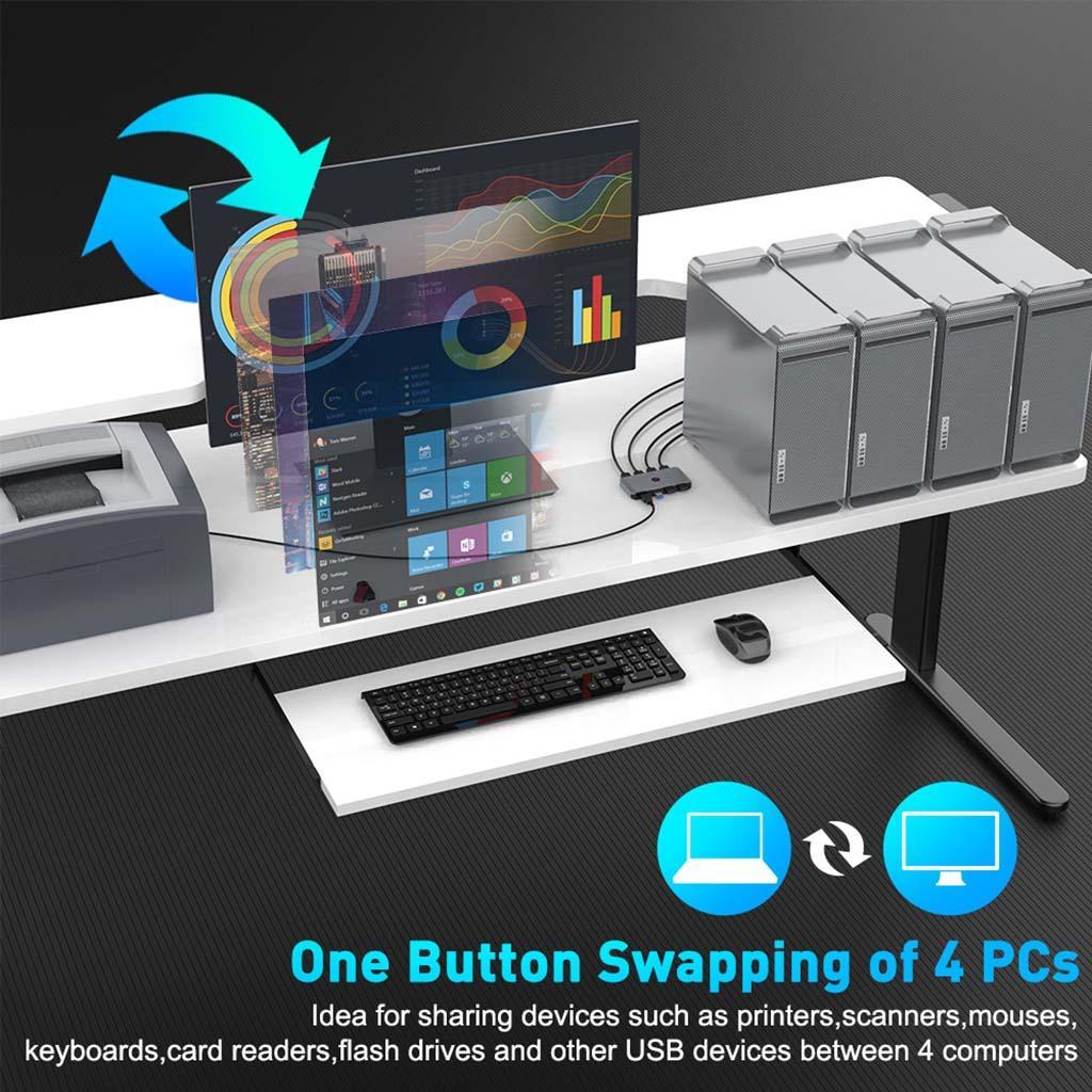 Switcher Selector KVM Switcher USB 2.0 4 in 4 Output ,Micro USB