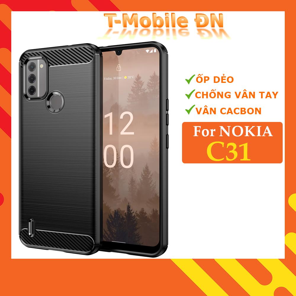 Ốp lưng cho Nokia C31 silicone mềm Carbone phay xước chống sốc chống vân tay