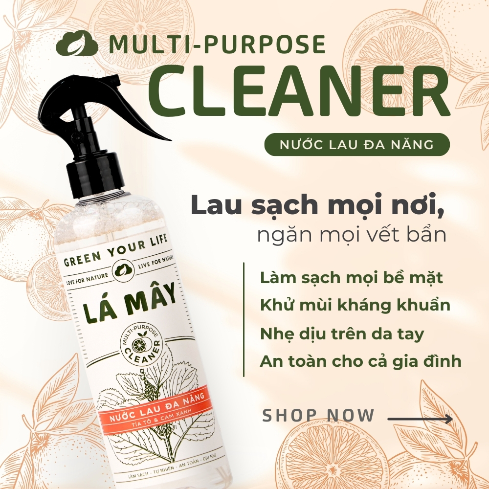 NƯỚC LAU ĐA NĂNG TÍA TÔ &amp; CAM XANH LÁ MÂY 200 mL