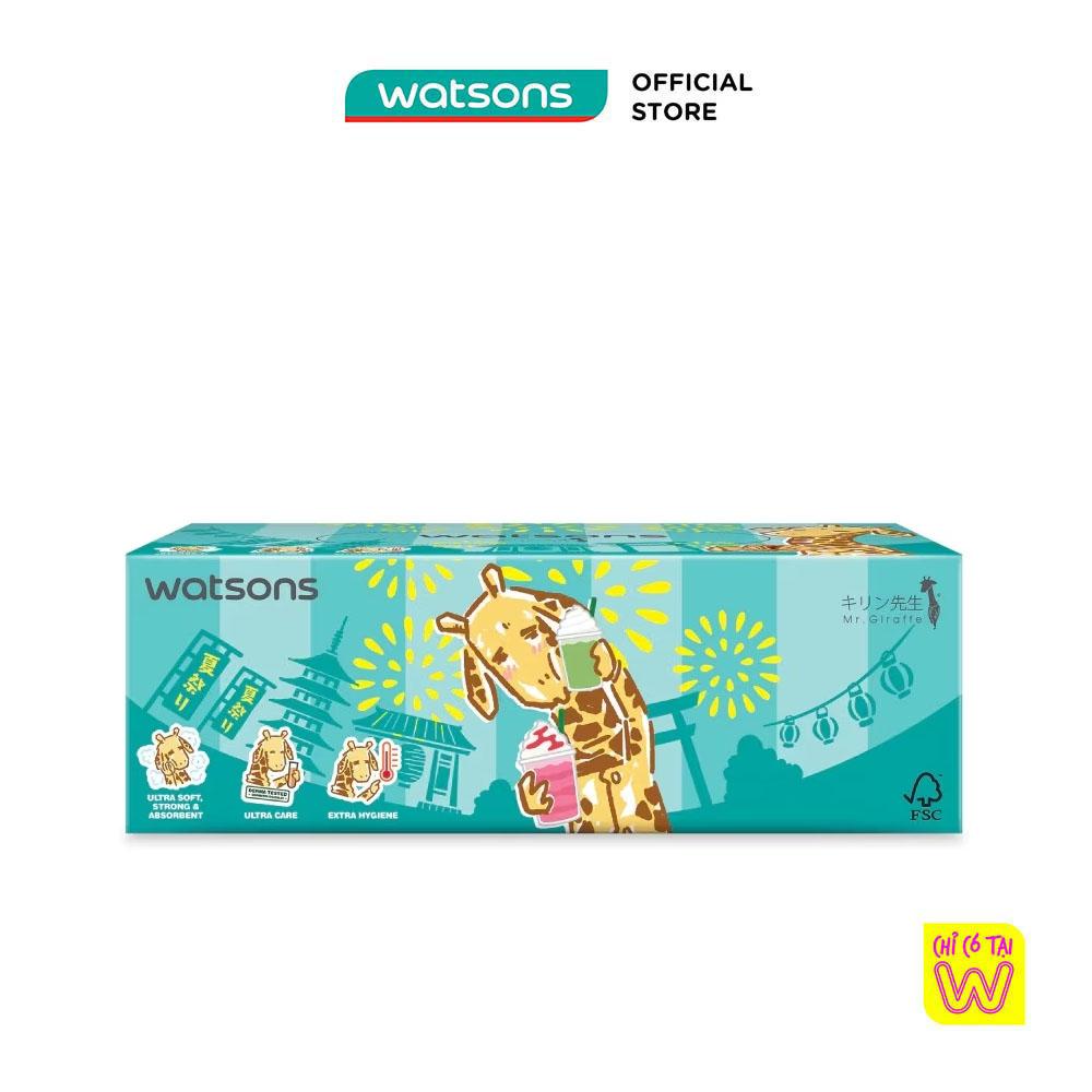 Khăn Giấy Hộp Watsons Velvety Soft Box Tissues (Mr. Giraffe) 3ply x 100sheets