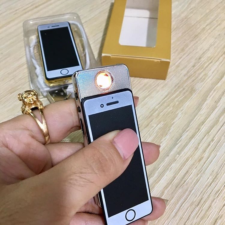 Bật Lửa Điện Iphone Mini 2 Đèn (đèn pin và đèn soi tiền giả)