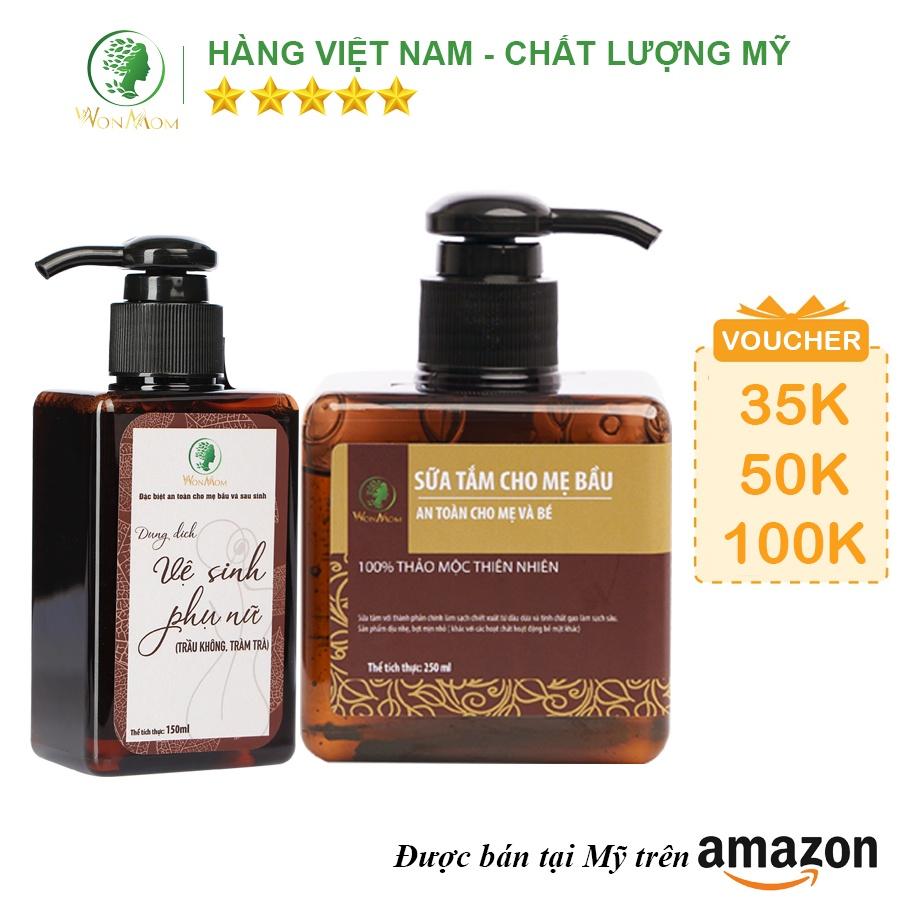 Bộ thảo mộc tắm body và làm hồng " cô bé " Wonmom ( 1 Sữa tắm cho mẹ + 1 Dung dịch vệ sinh )