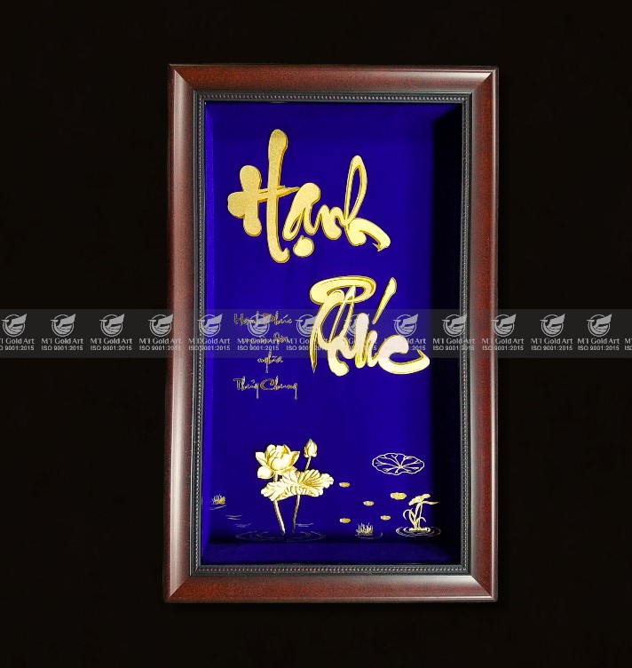 Tranh chữ Hạnh Phúc dát vàng 24k MT Gold Art- Hàng chính hãng, trang trí nhà cửa, phòng làm việc, quà tặng sếp, đối tác, khách hàng, tân gia, khai trương