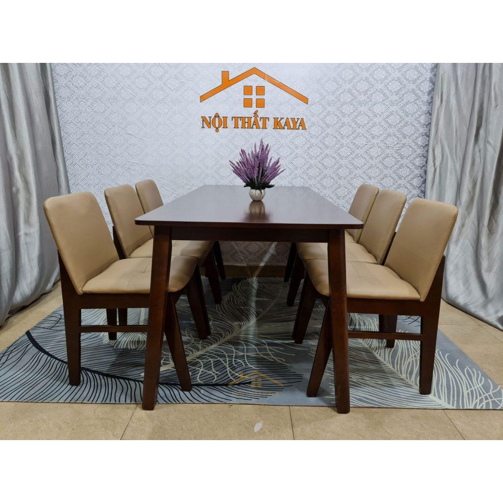 Set bàn 6 ghế Hana 1m6 Gỗ cao su tự nhiên  – Mặt bàn: HDF nhập khẩu malaysia chống trầy, chống ẩm