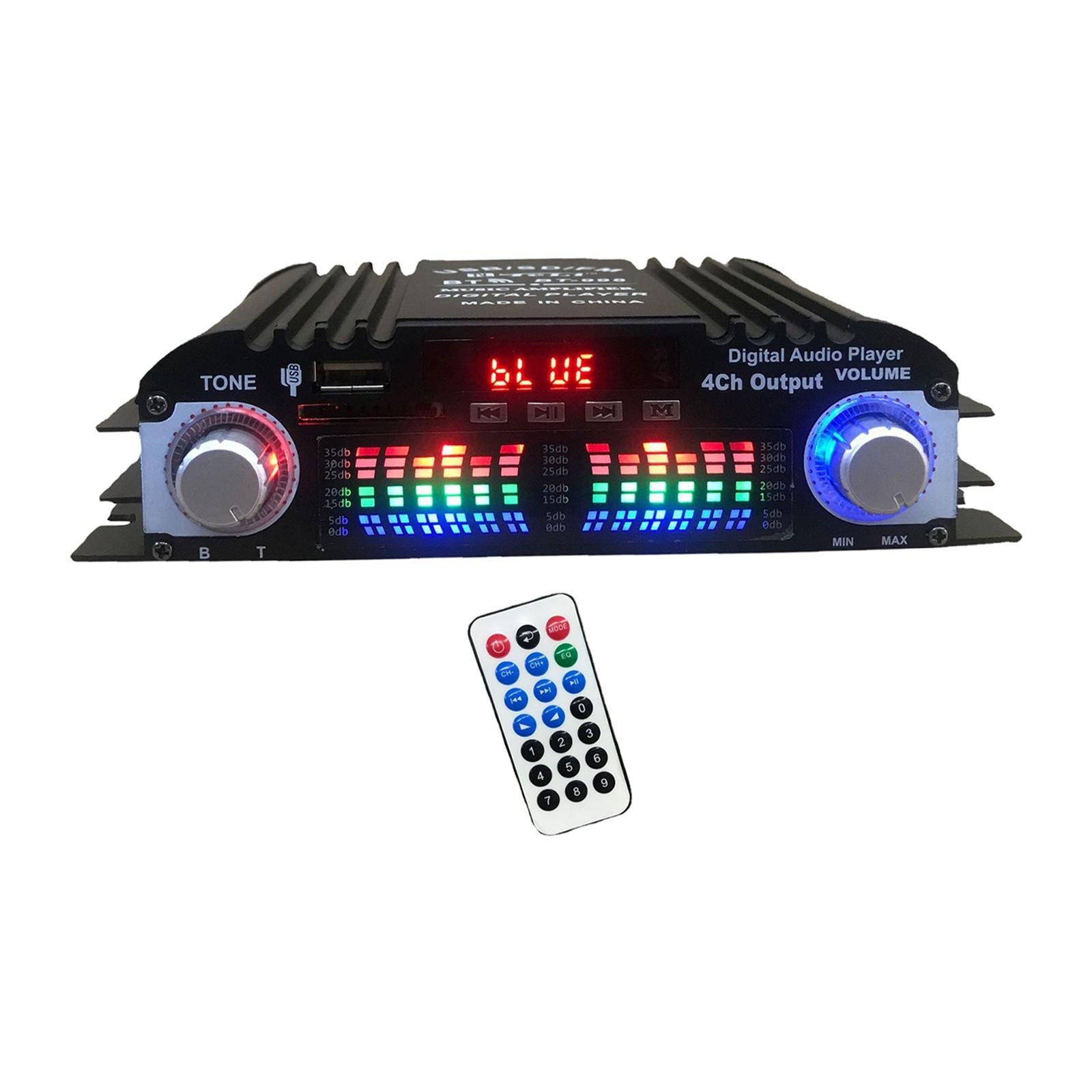 HiFi Stereo Power Amplifier 4 CH  USB FM Radio Audio Receiver for Bar Home