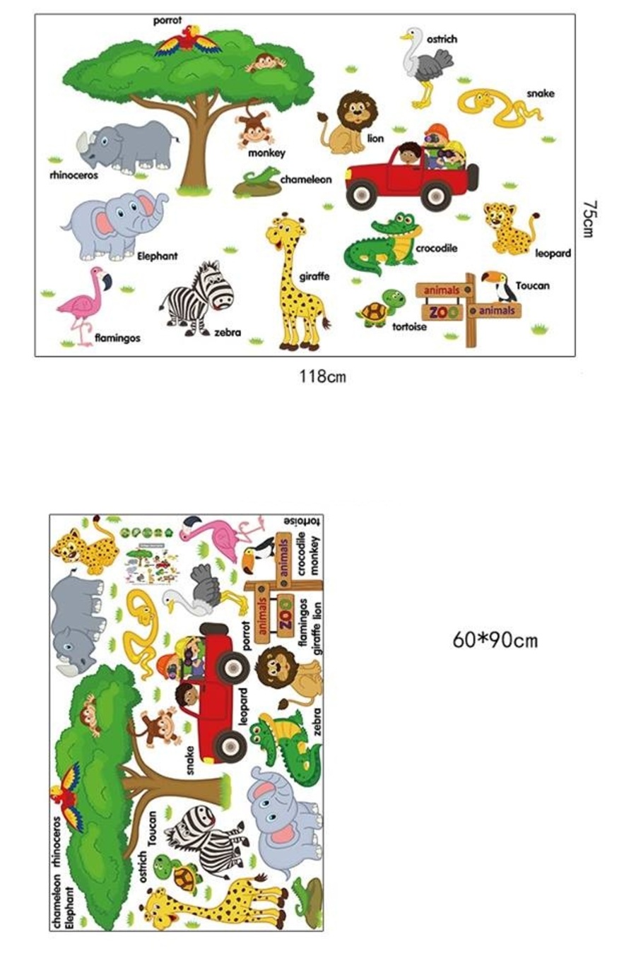 Combo Decal dán tường Đoàn Tàu Thú Tiếng Anh - HP11