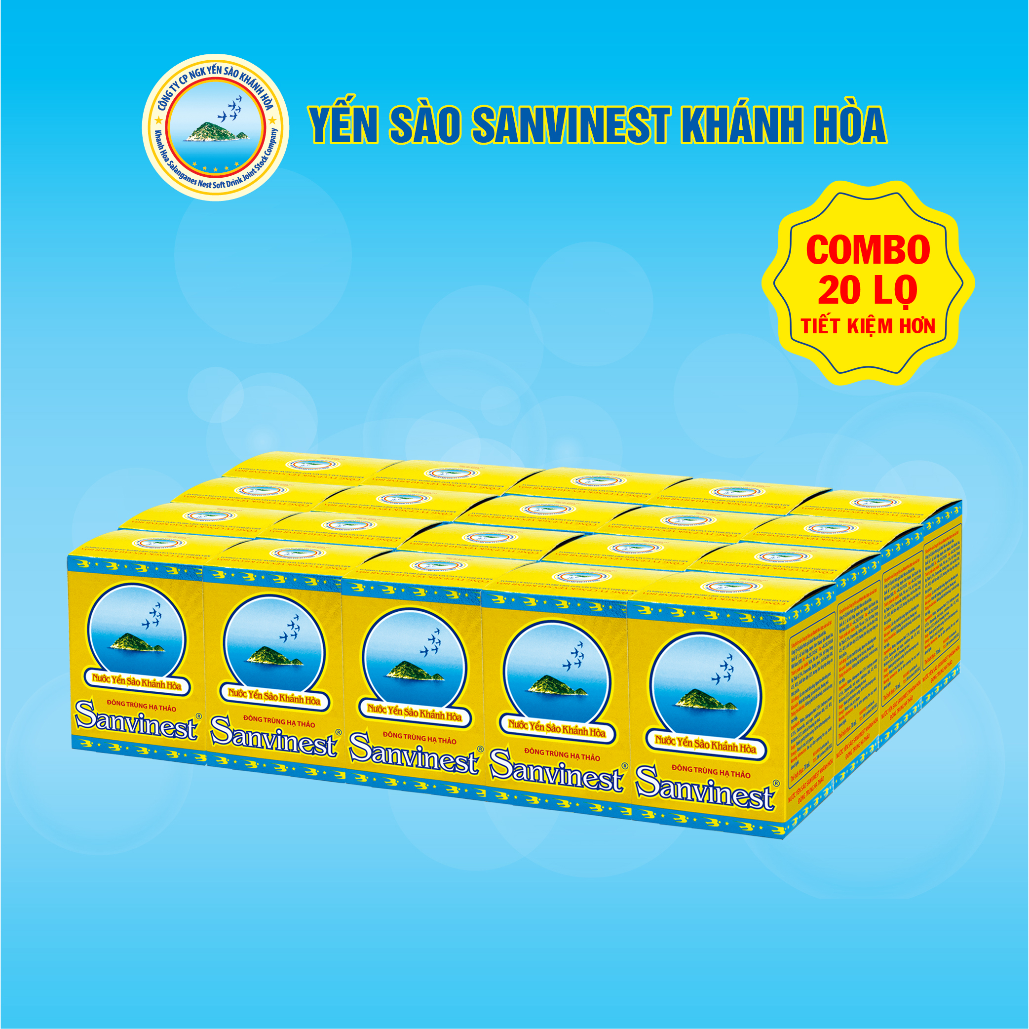 [Combo 20 lọ] Nước Yến sào Sanvinest Khánh Hòa Đông trùng hạ thảo - 208