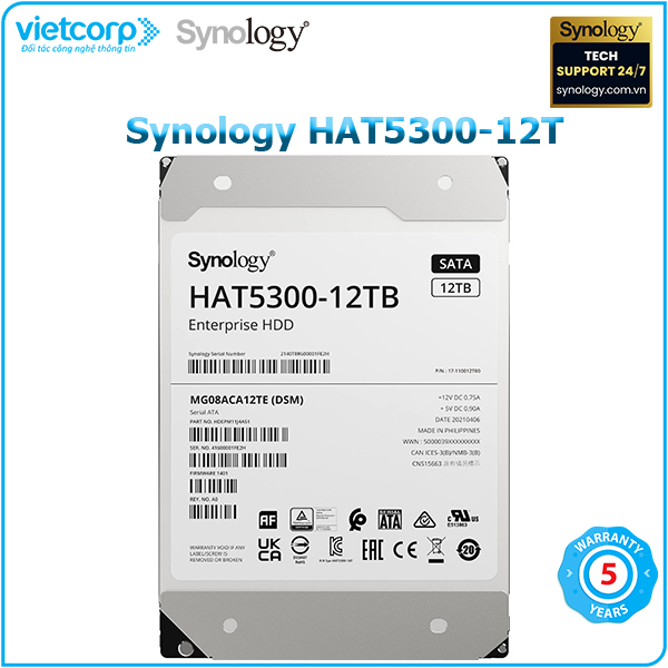 Ổ cứng NAS Synology-HAT5300-12T 3.5 Sata 3 - Hàng Nhập Khẩu