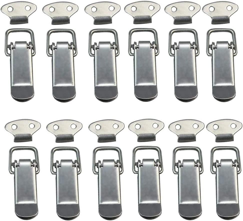 12 cái Chốt mui xe, Chốt đòn bẩy, Chốt lò xo, Chốt lò xo chuyển đổi Chốt lò xo với móc Chốt lò xo bằng thép không gỉ cho tủ, hộp, ngăn kéo, tủ