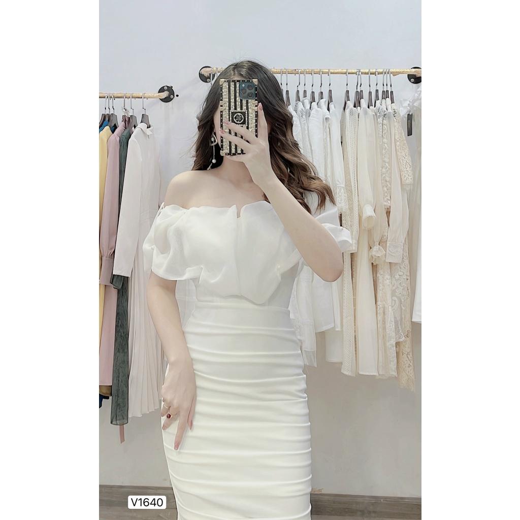 Đầm Dự Tiệc Body Trễ Vai Candy Dress Chất Liệu Umi Hàn Màu Trắng - Váy Dự Tiệc Chất Co Giãn